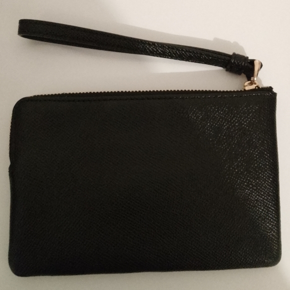 Coach black leather wristlet new